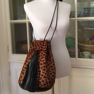 Wendy Nichol Ponyhair Leopard & Leather Bullet Bag